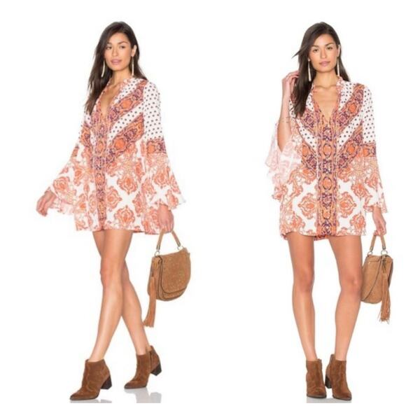 Free People Magic Mystery Boho Tunic Top Mini Dress Size Small - Picture 2 of 4